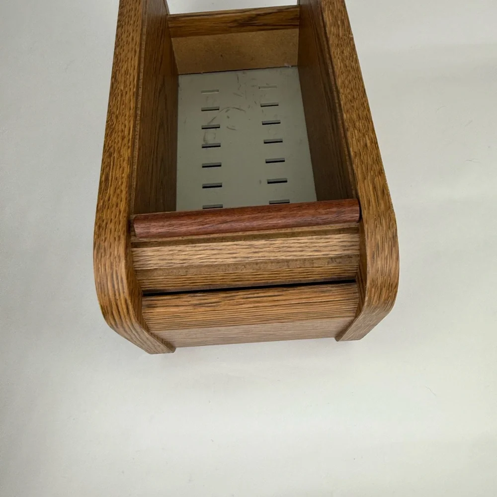 Vintage Wooden Floppy Disk/Recipe Holder with Sliding Lid